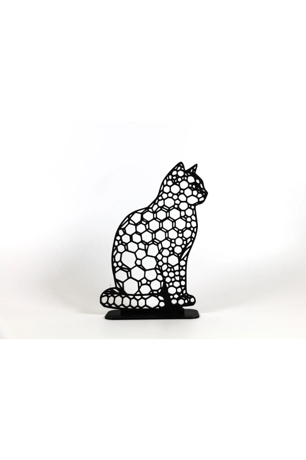 Geometric Çizim Kedi Masaüstü Stand